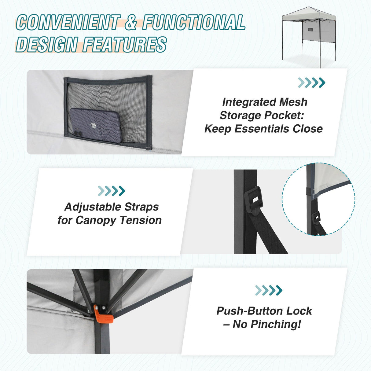 6x4 ft Instant Pop Up Canopy with Adjustable Sun Wall - Eagle Peak Custom Canopy Tent