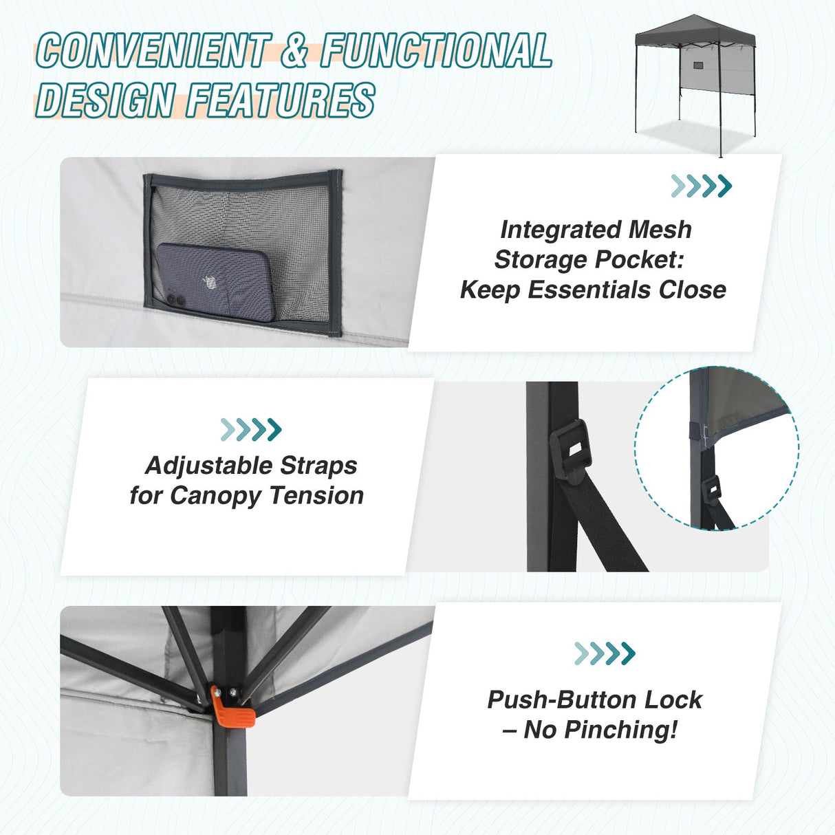 6x4 ft Instant Pop Up Canopy with Adjustable Sun Wall - Eagle Peak Custom Canopy Tent