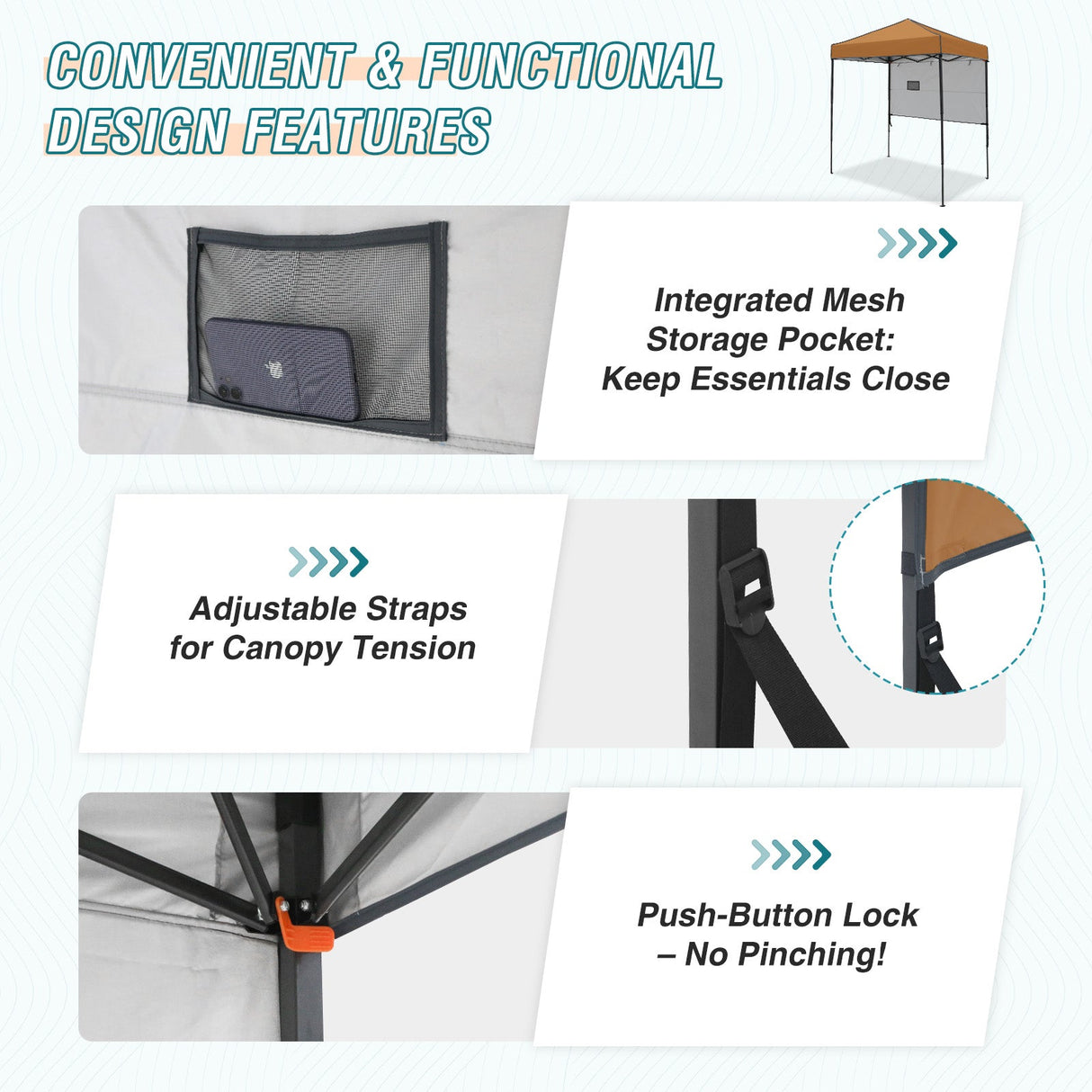 6x4 ft Instant Pop Up Canopy with Adjustable Sun Wall - Eagle Peak Custom Canopy Tent
