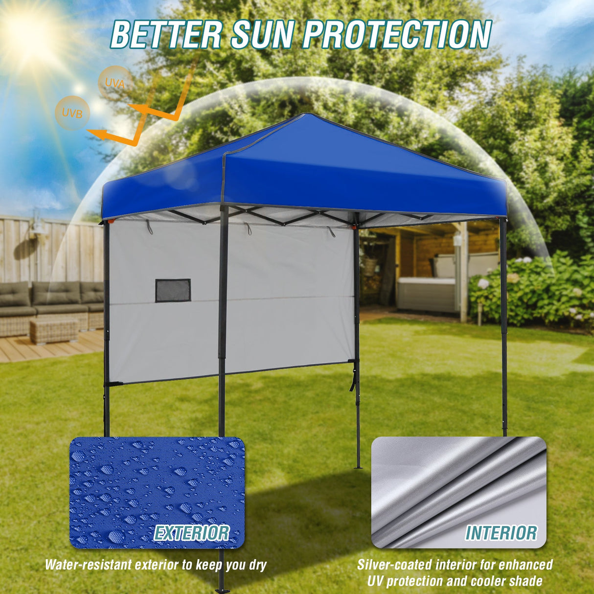 6x4 ft Instant Pop Up Canopy with Adjustable Sun Wall - Eagle Peak Custom Canopy Tent