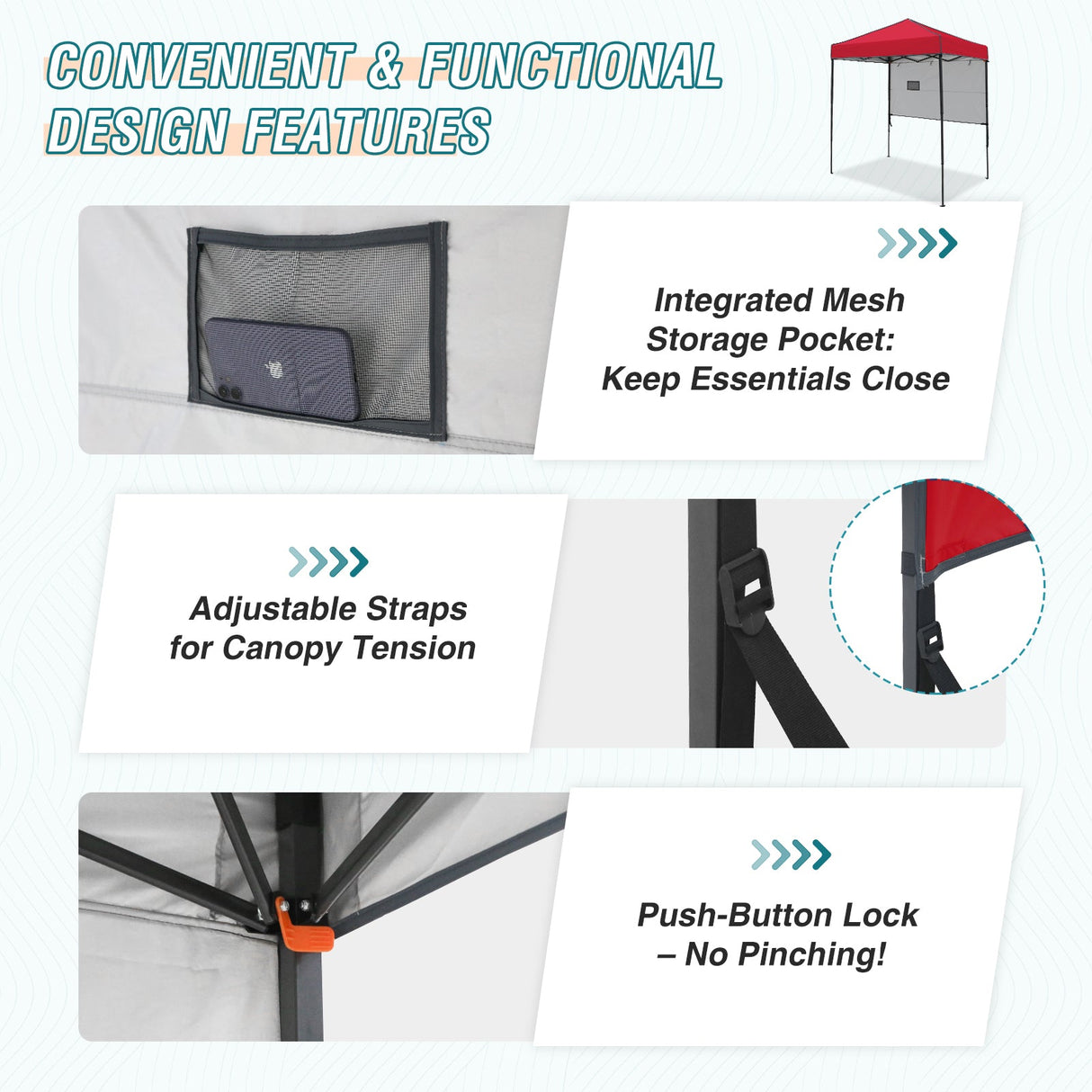 6x4 ft Instant Pop Up Canopy with Adjustable Sun Wall - Eagle Peak Custom Canopy Tent