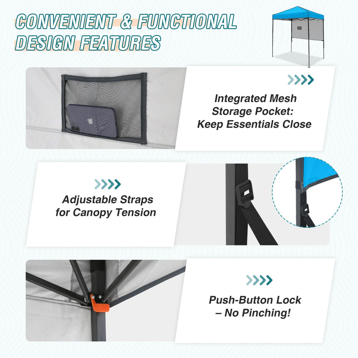 6x4 ft Instant Pop Up Canopy with Adjustable Sun Wall - Eagle Peak Custom Canopy Tent