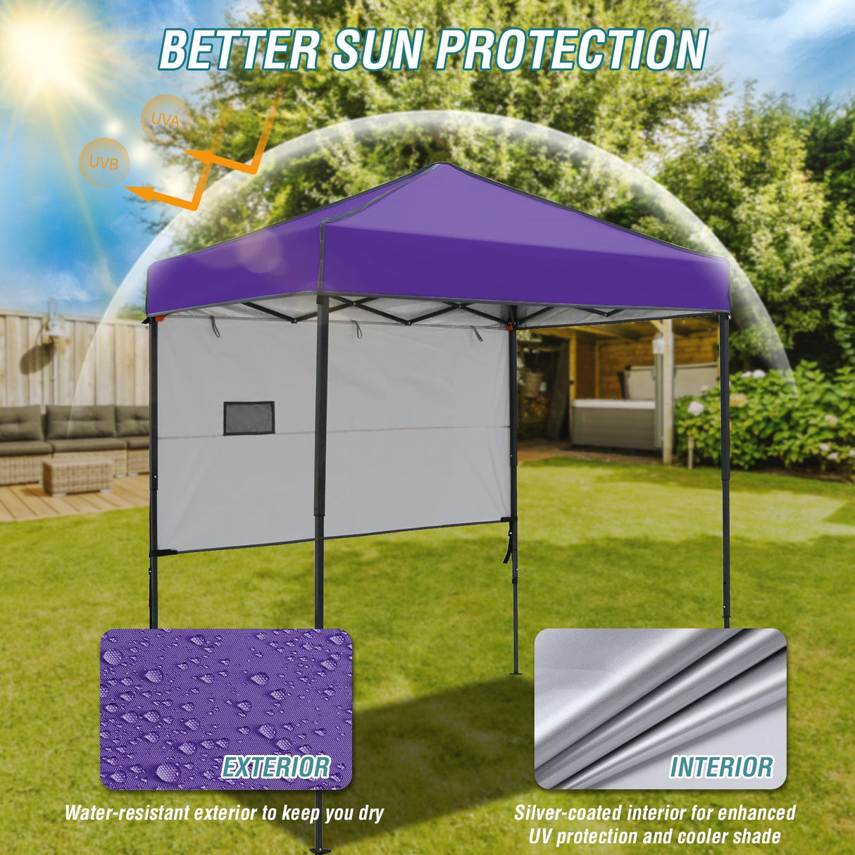 6x4 ft Instant Pop Up Canopy with Adjustable Sun Wall - Eagle Peak Custom Canopy Tent