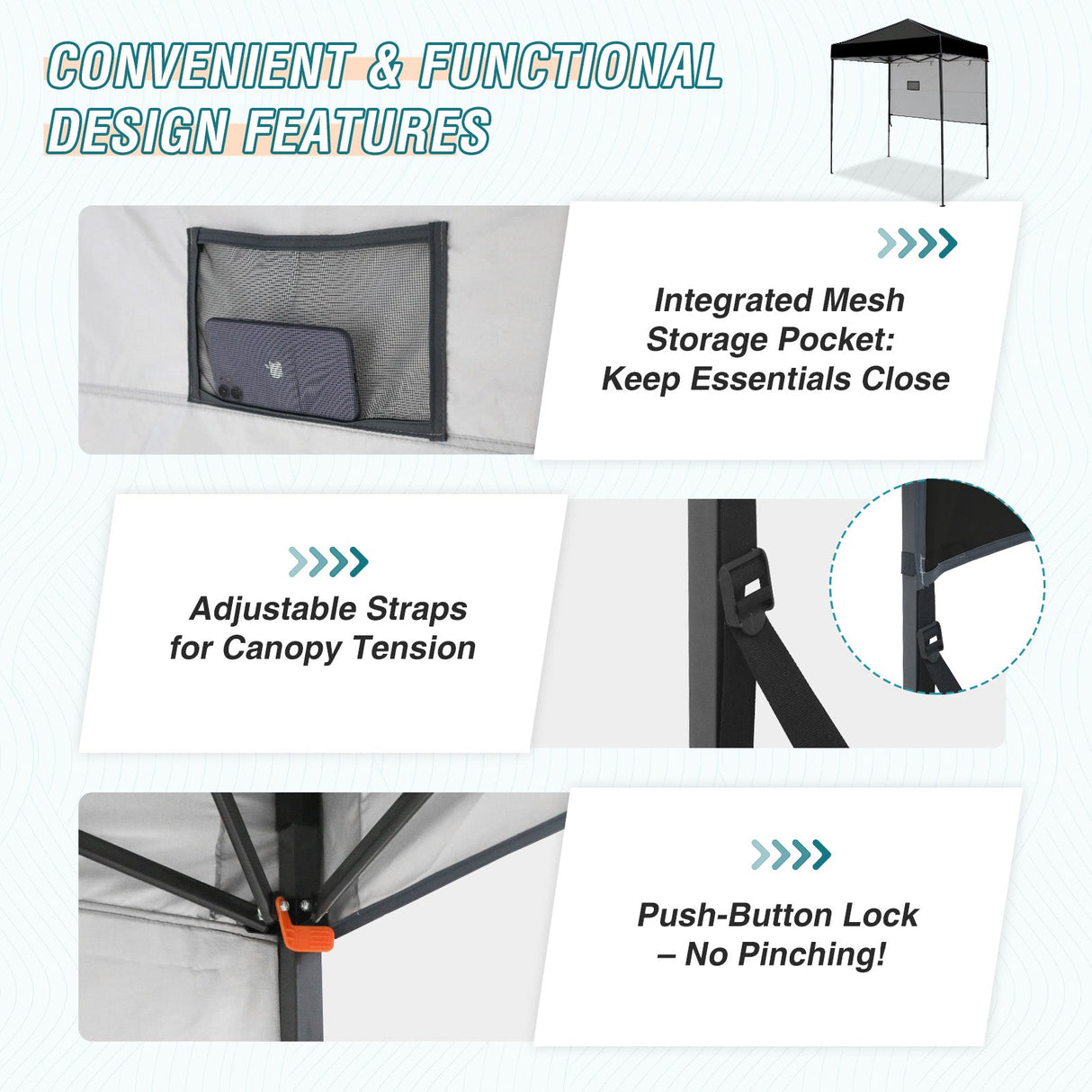 6x4 ft Instant Pop Up Canopy with Adjustable Sun Wall - Eagle Peak Custom Canopy Tent