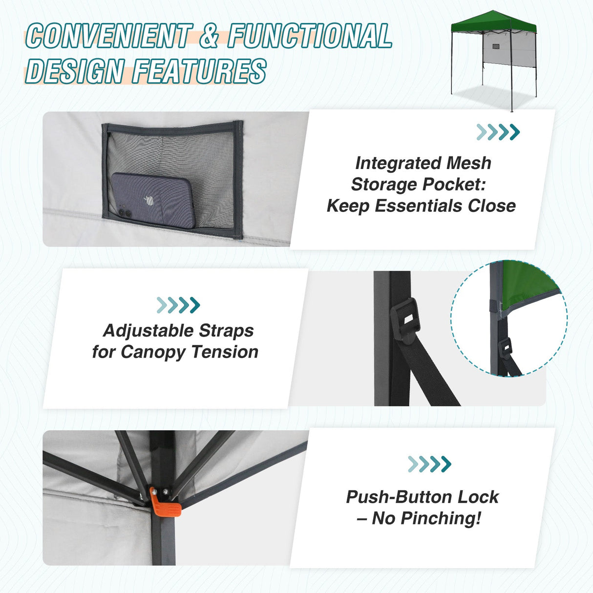 6x4 ft Instant Pop Up Canopy with Adjustable Sun Wall - Eagle Peak Custom Canopy Tent