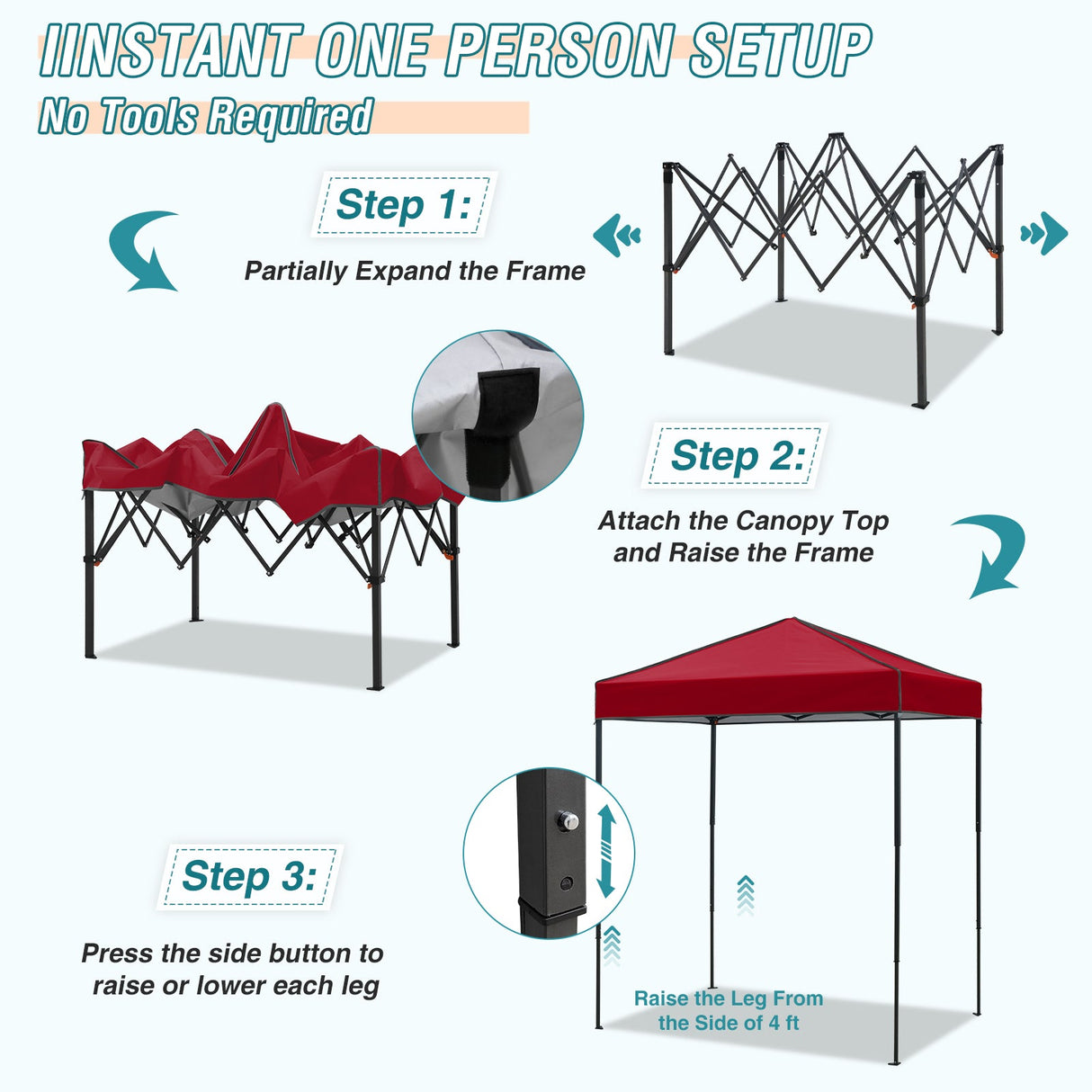 6x4 Instant Pop Up Canopy Tent - Eagle Peak Custom Canopy Tent