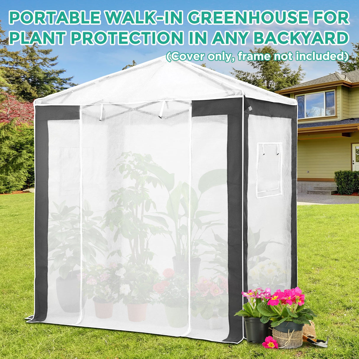 6X4 Replacement Top cover of Walk in Greenhouse with Polyester Reinforced Corners - Eagle Peak Custom Canopy Tent