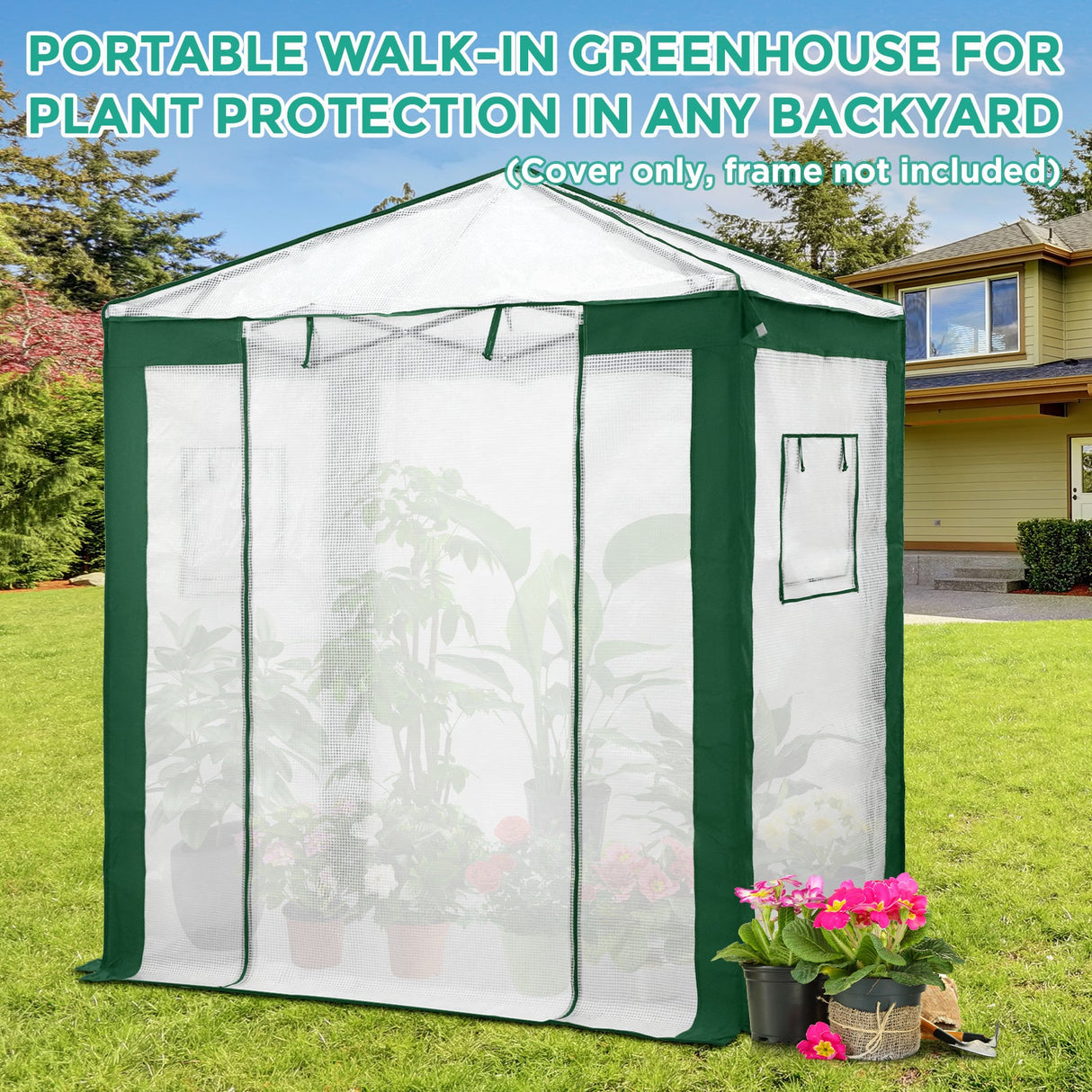 6X4 Replacement Top cover of Walk in Greenhouse with Polyester Reinforced Corners - Eagle Peak Custom Canopy Tent