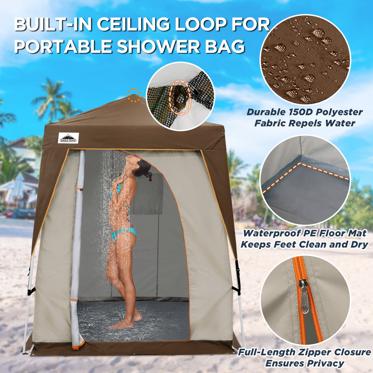 6x6 Pop Up Privacy Tent with Ground Mat - Eagle Peak Custom Canopy Tent