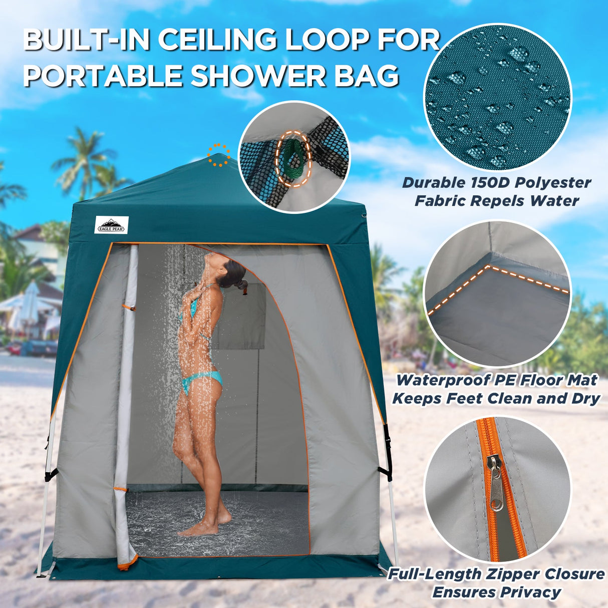 6x6 Pop Up Privacy Tent with Ground Mat - Eagle Peak Custom Canopy Tent