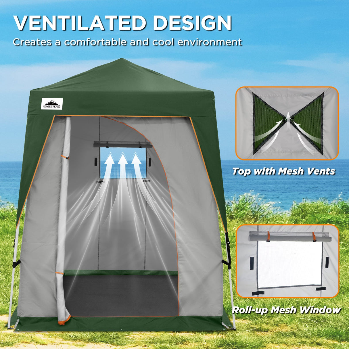6x6 Pop Up Privacy Tent with Ground Mat - Eagle Peak Custom Canopy Tent