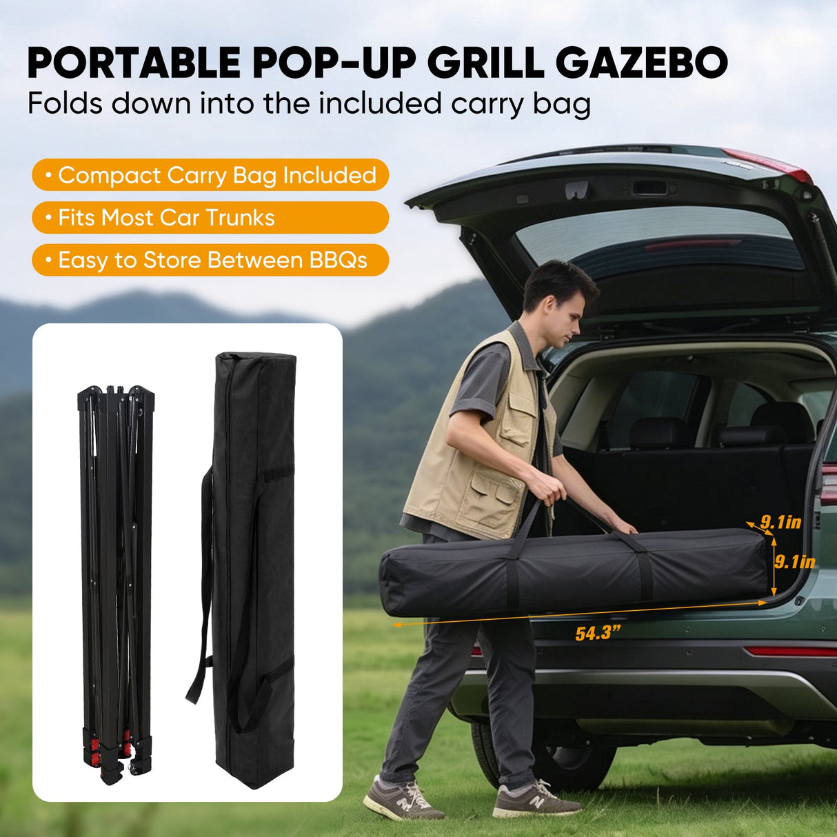 8x5 Pop up Grill Gazebo with Carry Bag and Air Vent - Eagle Peak®