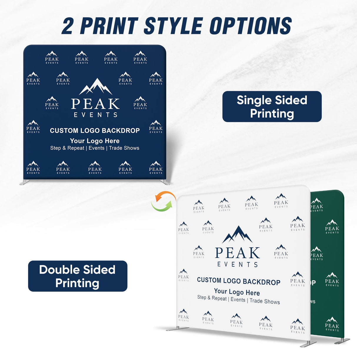 8x7.5 FT/10x7.5 FT/20x7.5 FT Custom Tension Fabric Trade Show Backdrop with Stand - Eagle Peak®