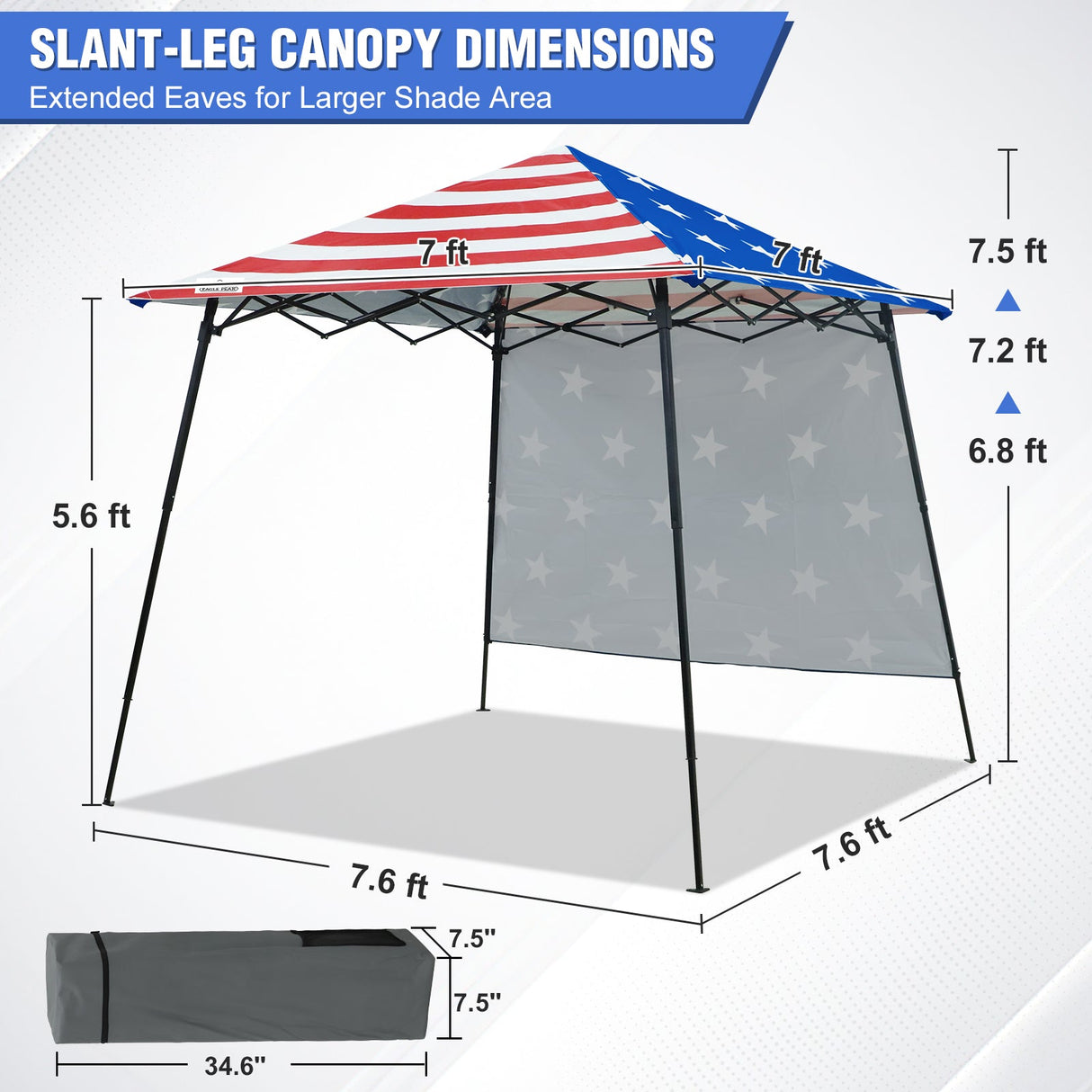 8x8 Pop Up Canopy Tent with Extended Eaves & Sidewall - Eagle Peak Custom Canopy Tent