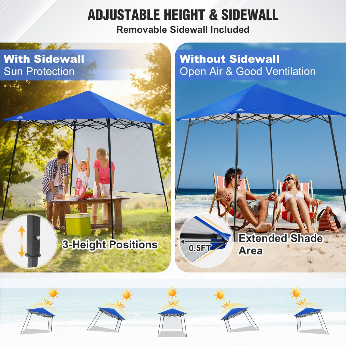 8x8 Pop Up Canopy Tent with Extended Eaves & Sidewall - Eagle Peak Custom Canopy Tent