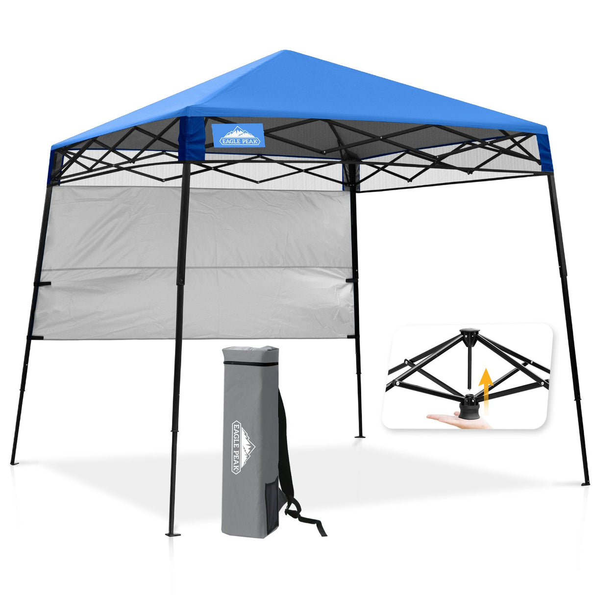 8x8 Pop Up Canopy Tent with Sidewall,8x8 Base 6x6 Top - Eagle Peak Custom Canopy Tent