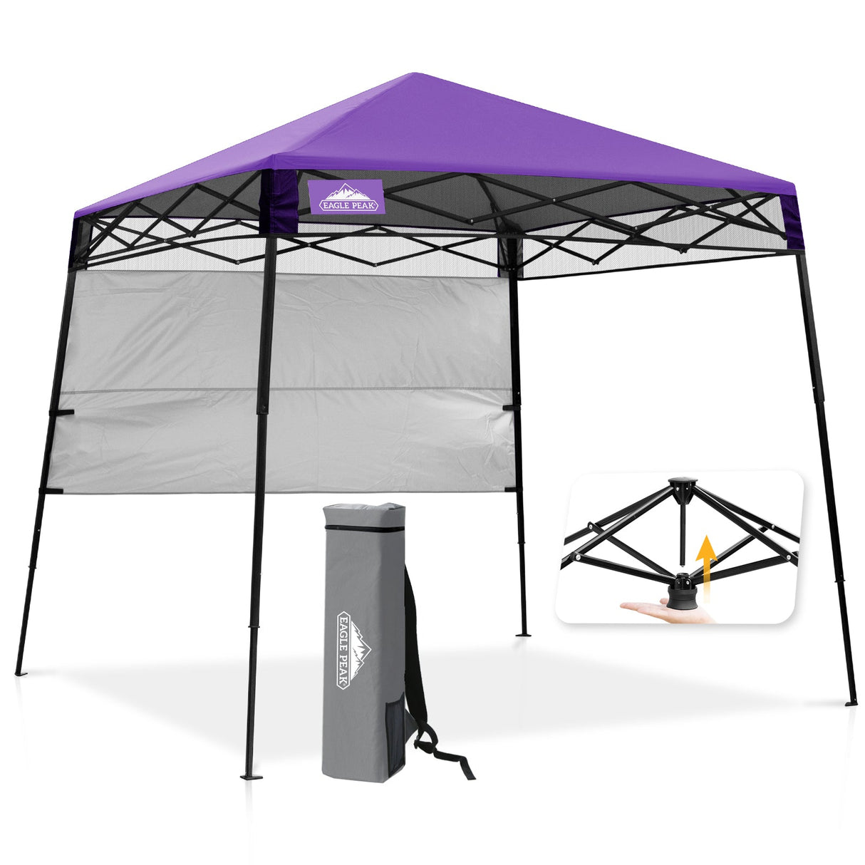 8x8 Pop Up Canopy Tent with Sidewall,8x8 Base 6x6 Top - Eagle Peak Custom Canopy Tent
