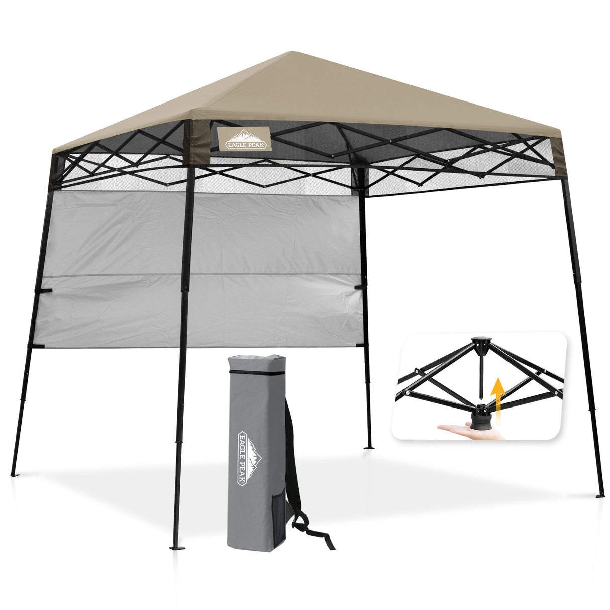 8x8 Pop Up Canopy Tent with Sidewall,8x8 Base 6x6 Top - Eagle Peak Custom Canopy Tent