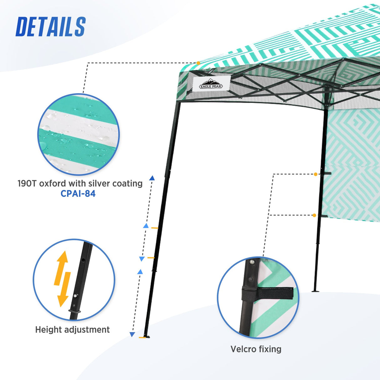 8x8 Pop Up Canopy Tent with Sidewall,8x8 Base 6x6 Top - Eagle Peak Custom Canopy Tent