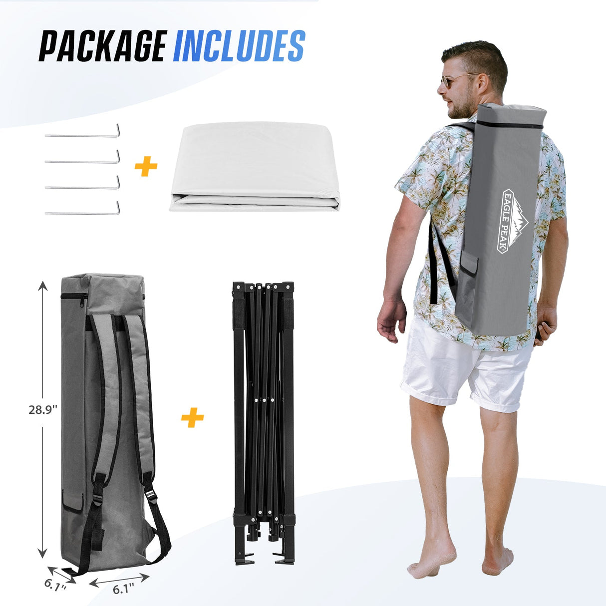 8x8 Pop Up Canopy Tent with Sidewall,8x8 Base 6x6 Top - Eagle Peak Custom Canopy Tent