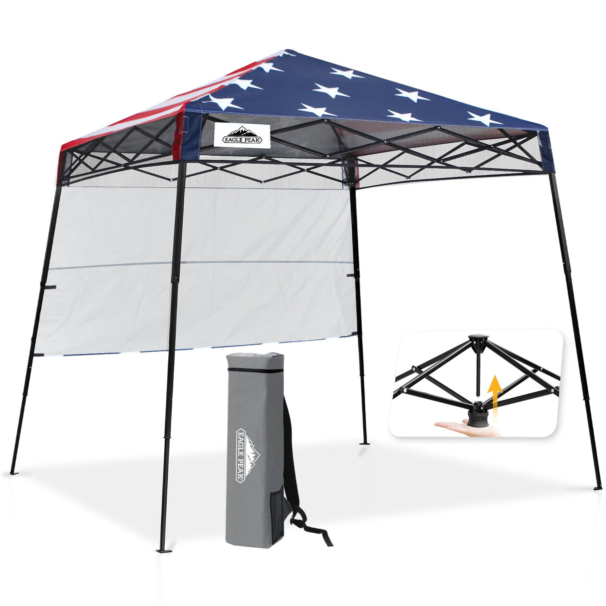 8x8 Pop Up Canopy Tent with Sidewall,8x8 Base 6x6 Top - Eagle Peak Custom Canopy Tent