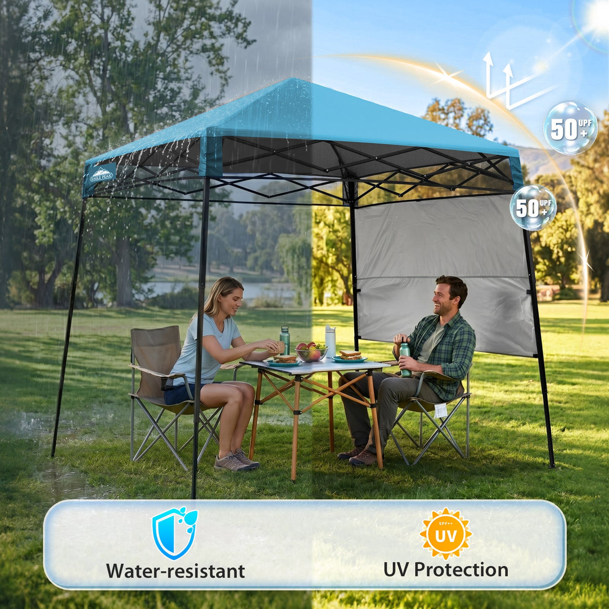 8x8 Pop Up Canopy Tent with Sidewall,8x8 Base 6x6 Top - Eagle Peak®