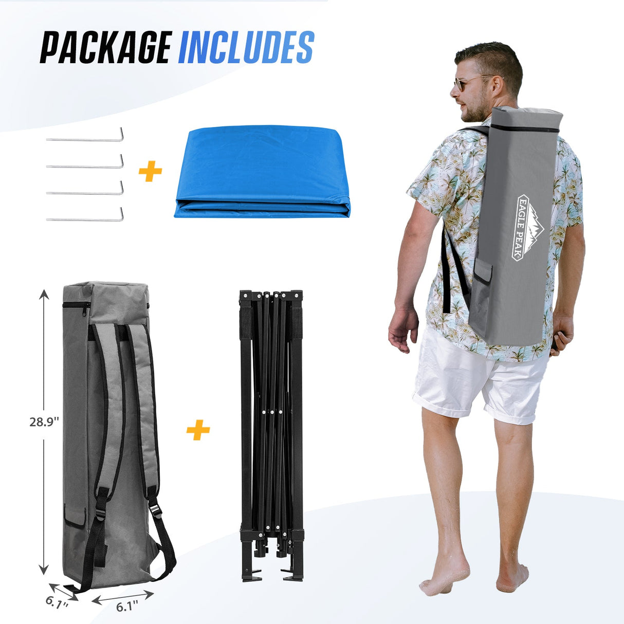 8x8 Pop Up Canopy Tent with Sidewall,8x8 Base 6x6 Top - Eagle Peak Custom Canopy Tent