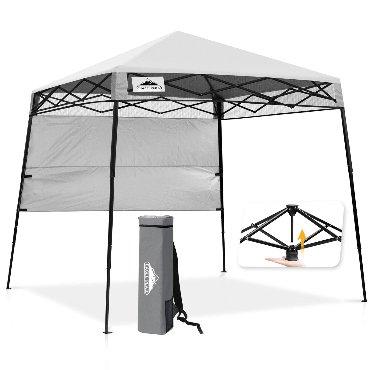 8x8 Pop Up Canopy Tent with Sidewall,8x8 Base 6x6 Top - Eagle Peak Custom Canopy Tent