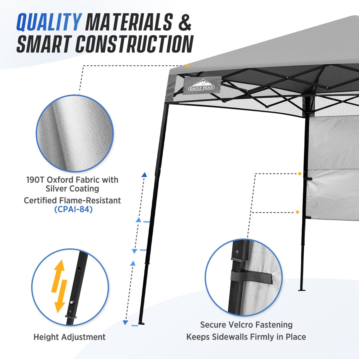 8x8 Pop Up Canopy Tent with Sidewall,8x8 Base 6x6 Top - Eagle Peak Custom Canopy Tent