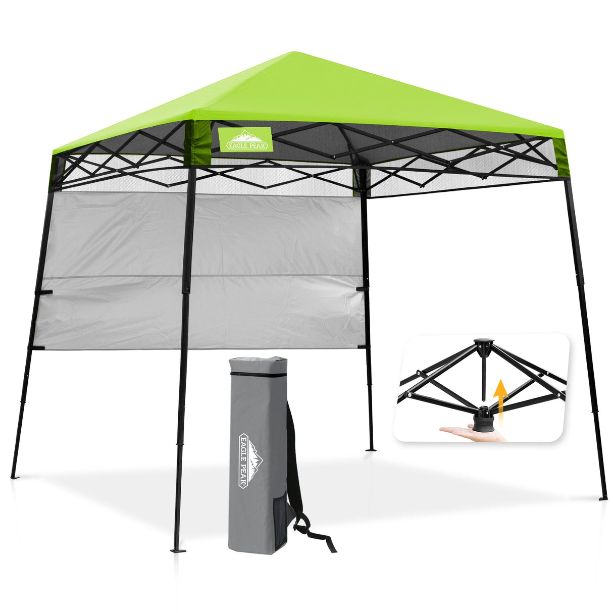8x8 Pop Up Canopy Tent with Sidewall,8x8 Base 6x6 Top - Eagle Peak Custom Canopy Tent