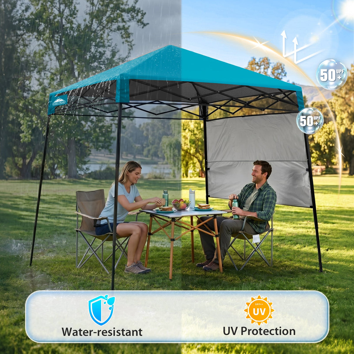 8x8 Pop Up Canopy Tent with Sidewall,8x8 Base 6x6 Top - Eagle Peak®