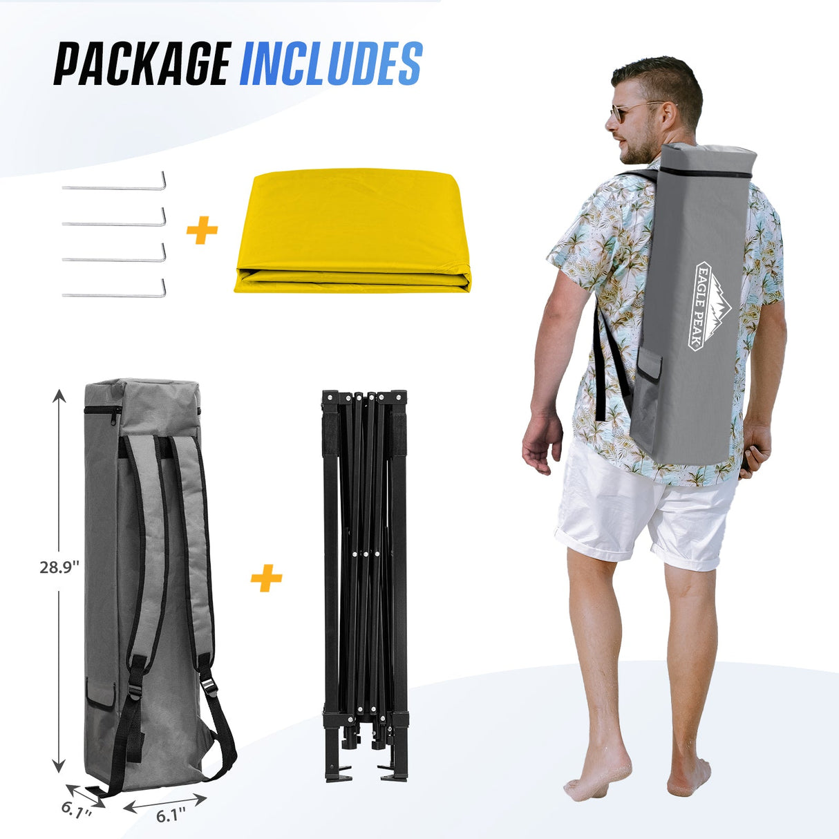 8x8 Pop Up Canopy Tent with Sidewall,8x8 Base 6x6 Top - Eagle Peak Custom Canopy Tent