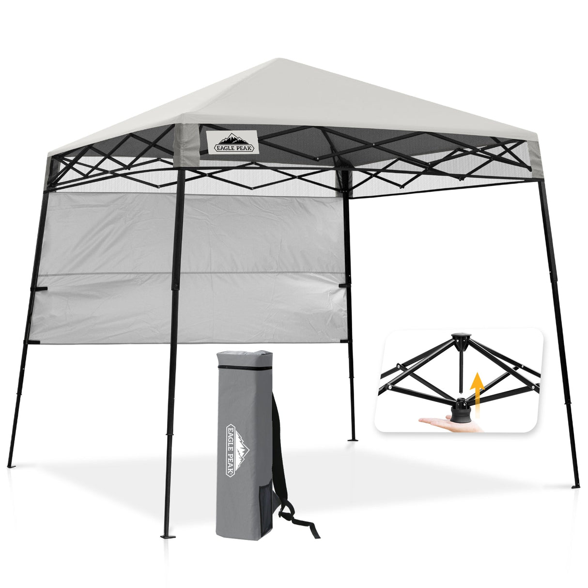 8x8 Pop Up Canopy Tent with Sidewall,8x8 Base 6x6 Top - Eagle Peak®