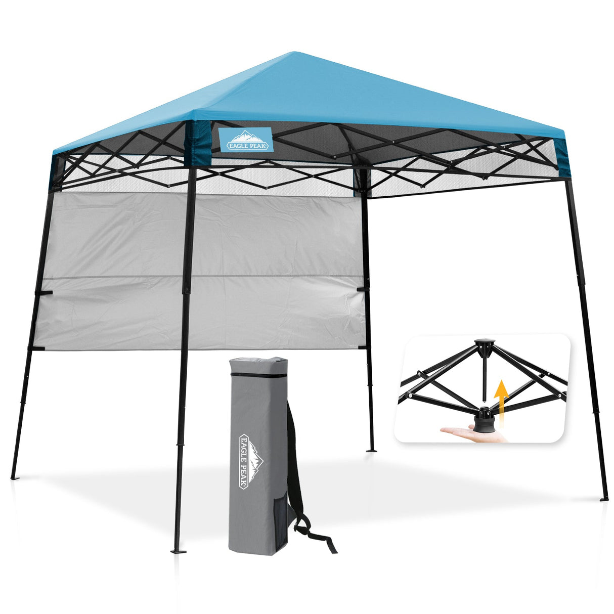 8x8 Pop Up Canopy Tent with Sidewall,8x8 Base 6x6 Top - Eagle Peak Custom Canopy Tent