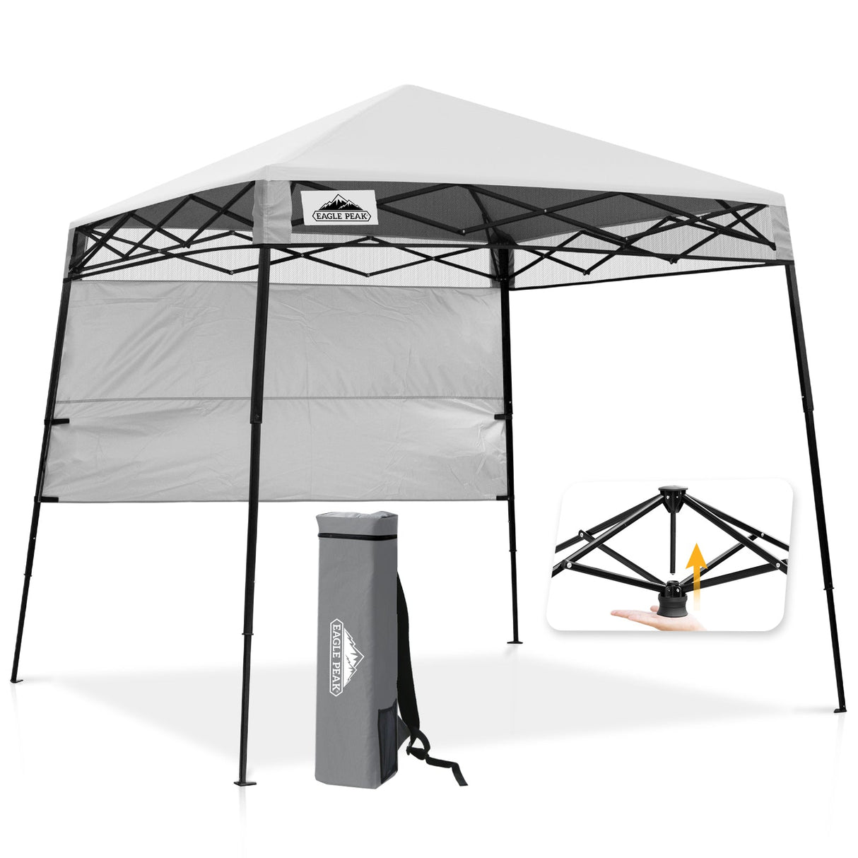 8x8 Pop Up Canopy Tent with Sidewall,8x8 Base 6x6 Top - Eagle Peak®