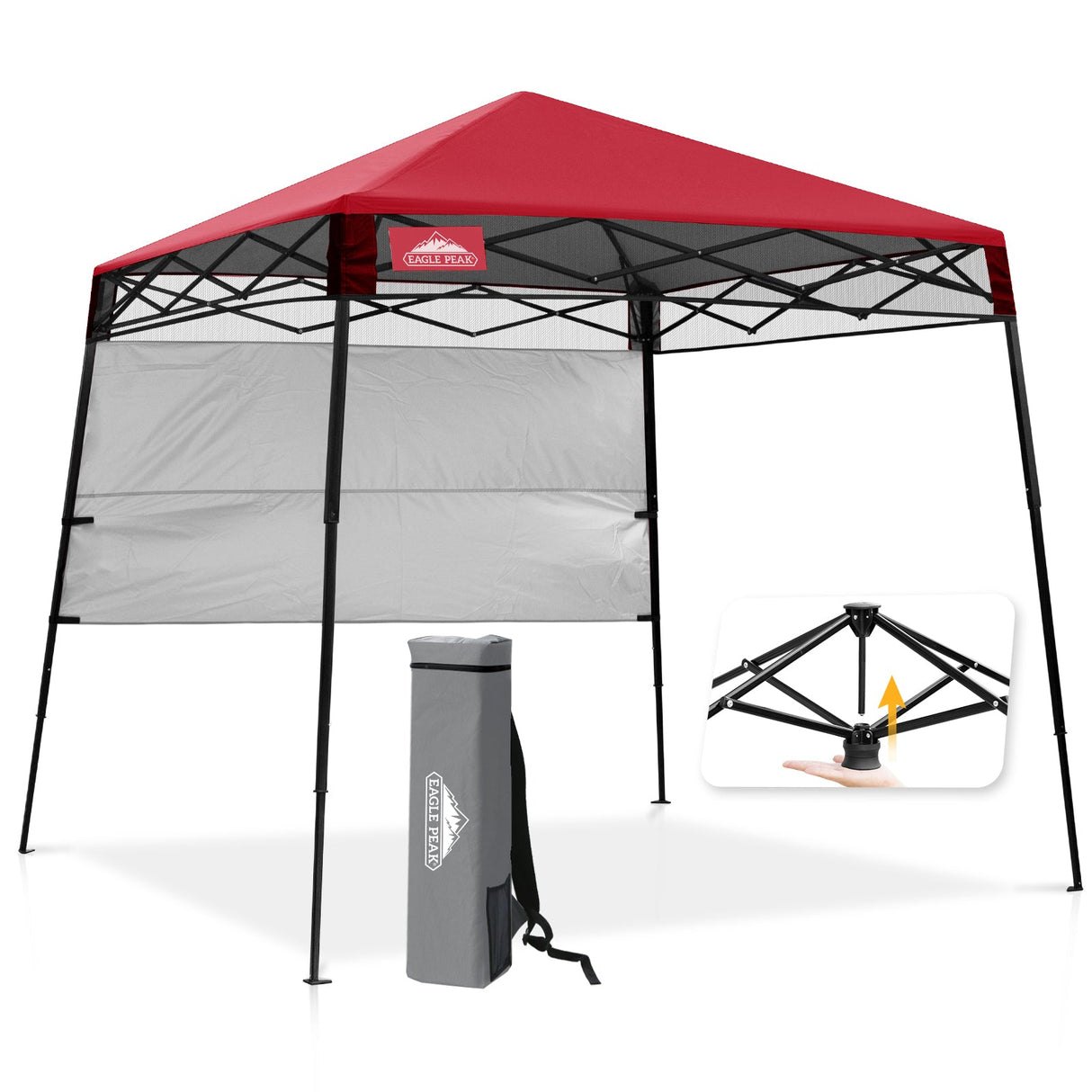 8x8 Pop Up Canopy Tent with Sidewall,8x8 Base 6x6 Top - Eagle Peak Custom Canopy Tent