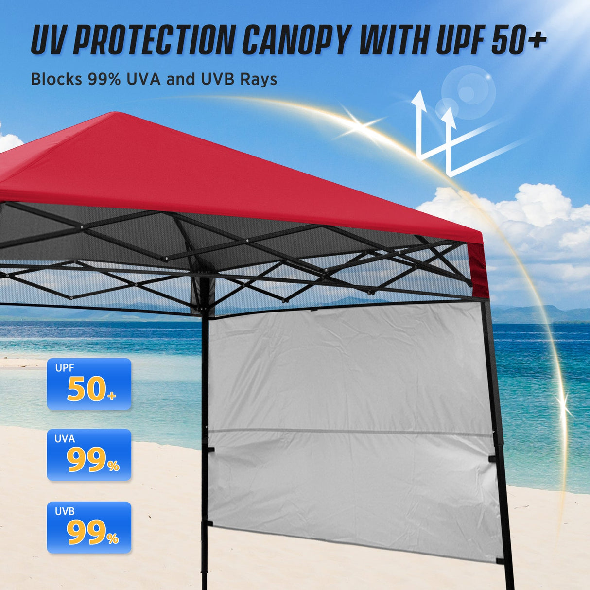 8x8 Pop Up Canopy Tent with Sidewall,8x8 Base 6x6 Top - Eagle Peak Custom Canopy Tent