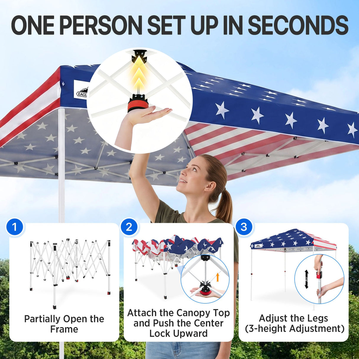 8x8 Pop Up Straight Leg Canopy - Eagle Peak