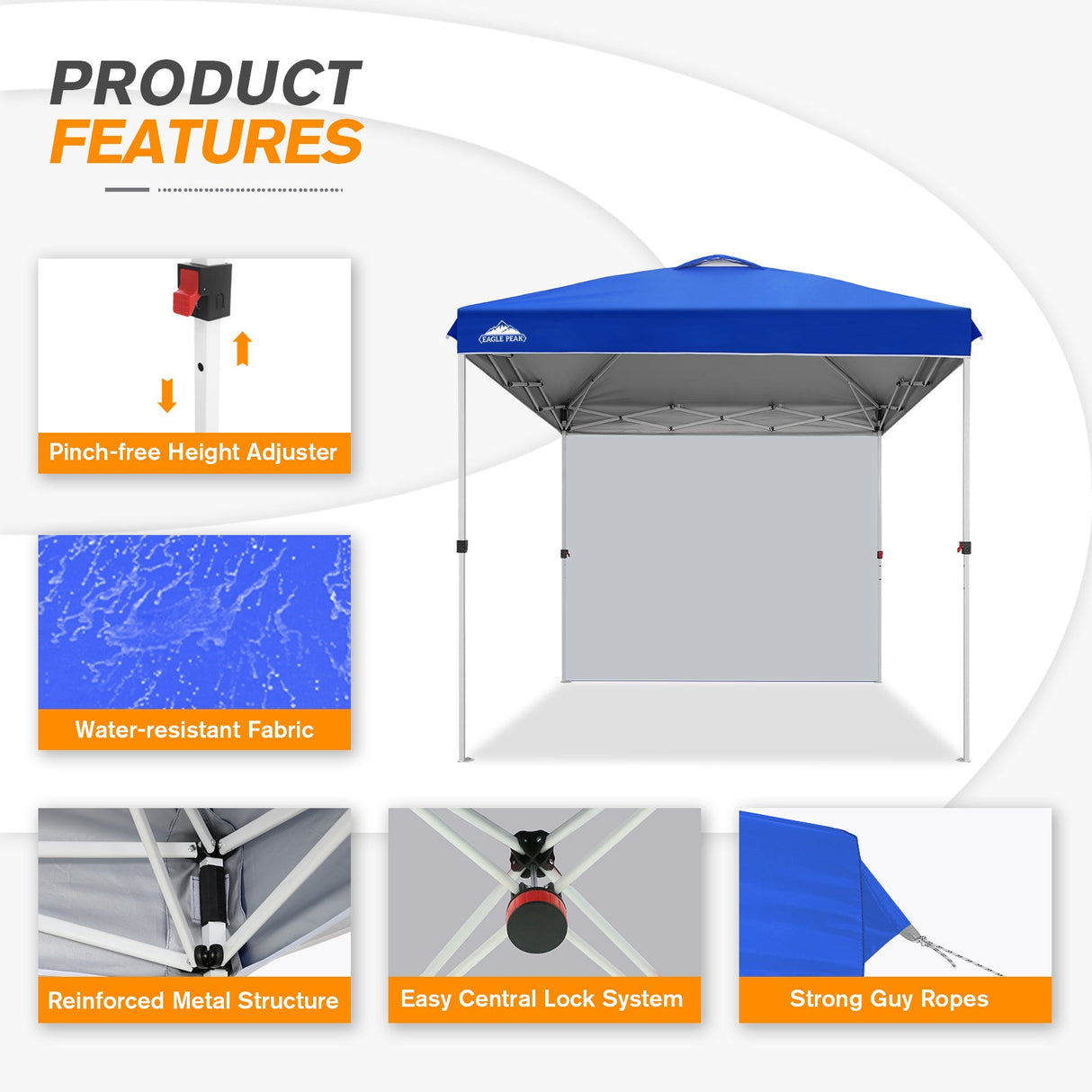 8x8 Pop Up Straight Leg Canopy with Sidewall - Eagle Peak®