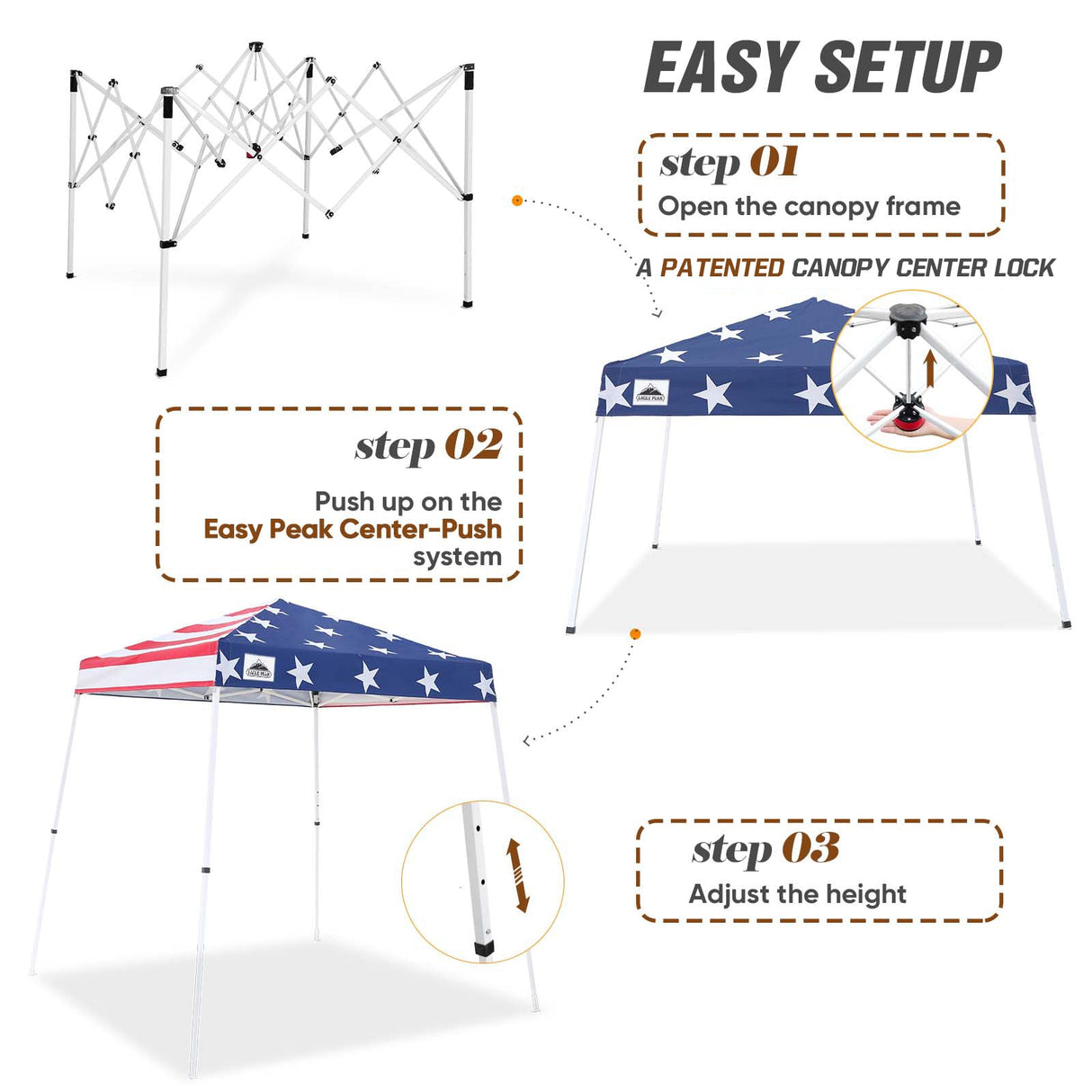 8x8 Slant Leg Pop - up Canopy Tent, Shelter 8x8 Base 6x6 Top - Eagle Peak Custom Canopy Tent