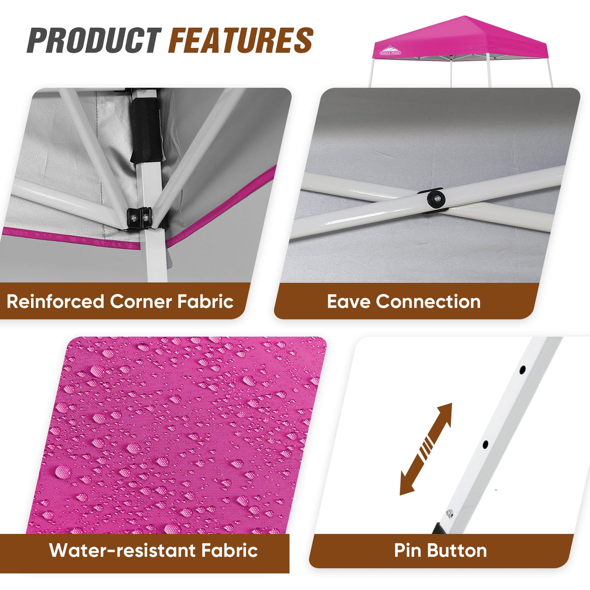 8x8 Slant Leg Pop - up Canopy Tent, Shelter 8x8 Base 6x6 Top - Eagle Peak Custom Canopy Tent