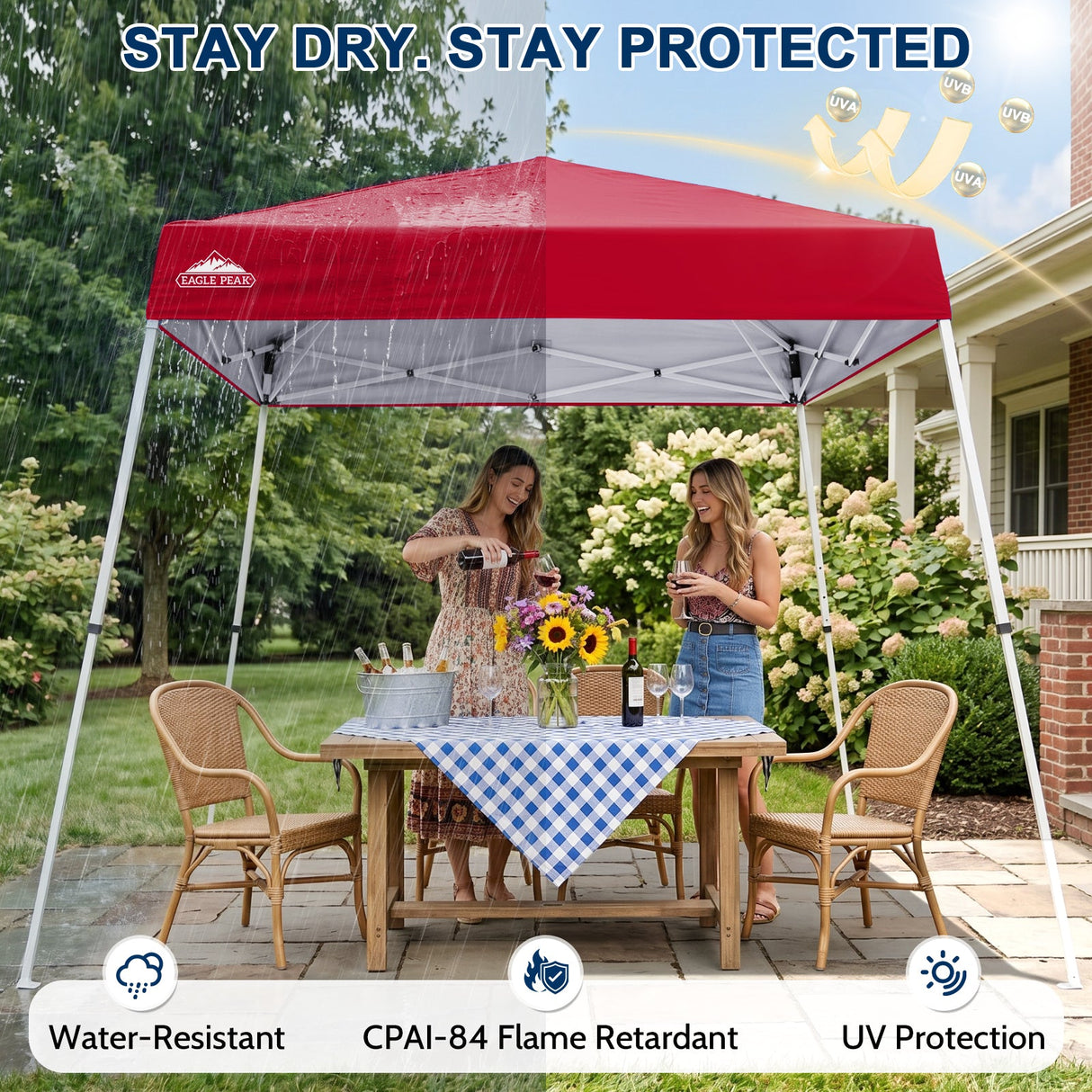8x8 Slant Leg Pop-up Canopy Tent, Shelter 8x8 Base 6x6 Top - Eagle Peak®