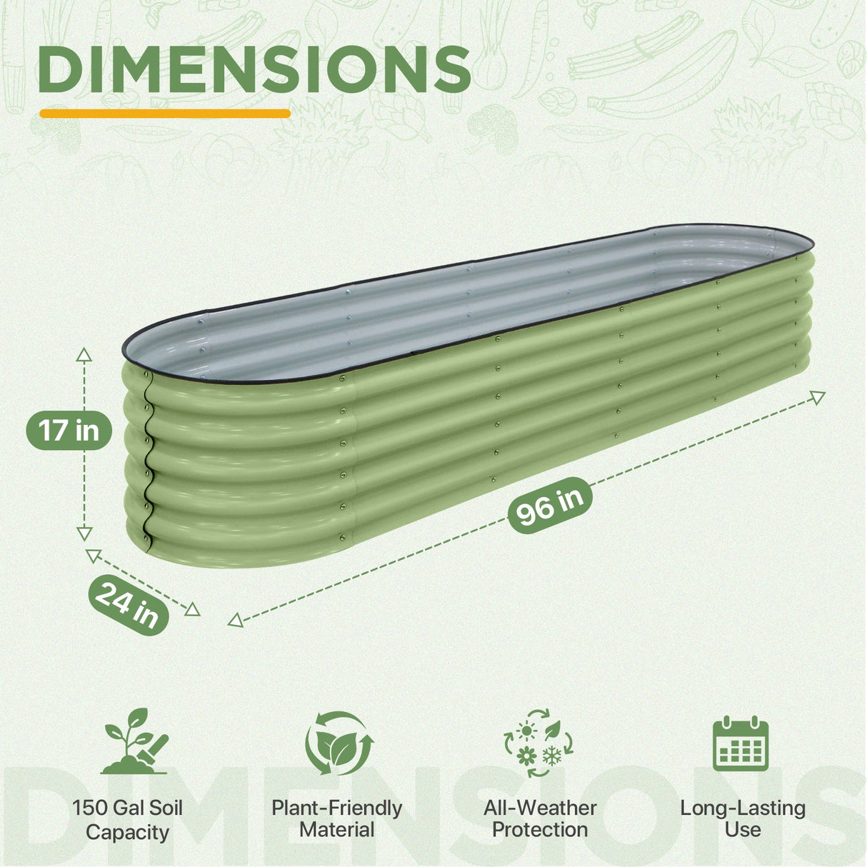 9 in 1 Modular 17in Customizable Elevated Raised Garden Bed, Olive Green - Eagle Peak®