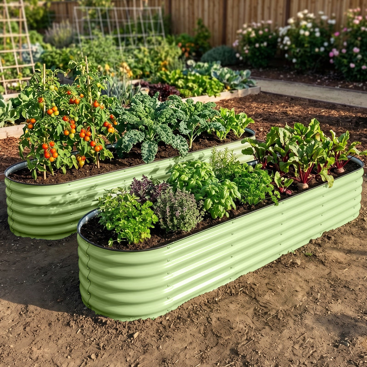9 in 1 Modular 17in Customizable Elevated Raised Garden Bed, Olive Green - Eagle Peak®
