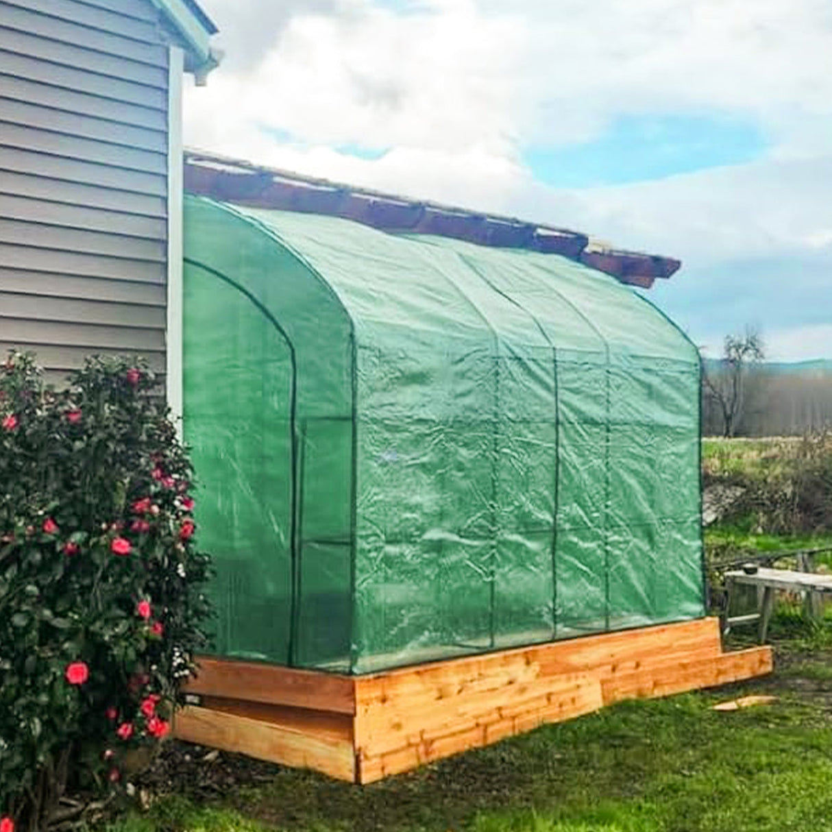 9.9x4.9x7.1 Outdoor Lean to Walk - in Greenhouse with Shelf - Eagle Peak Custom Canopy Tent