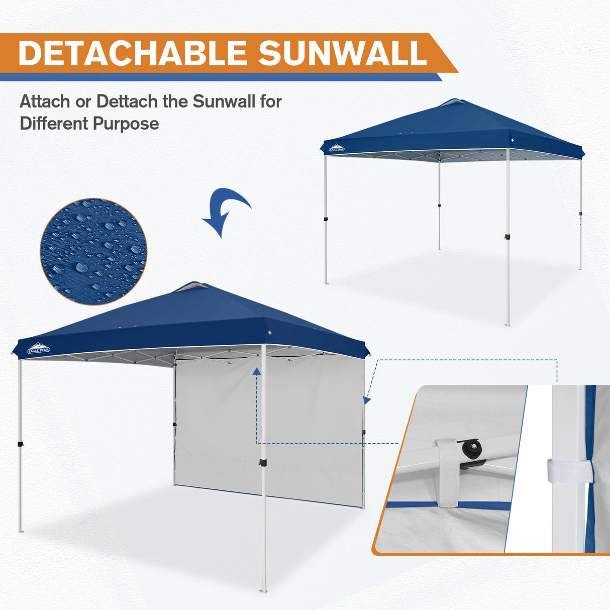 10x10 Commercial Pop up Canopy with 1 Sidewall