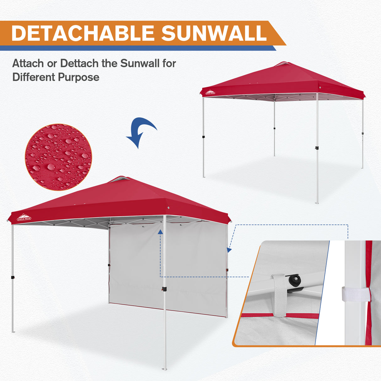 10x10 Commercial Pop up Canopy with 1 Sidewall