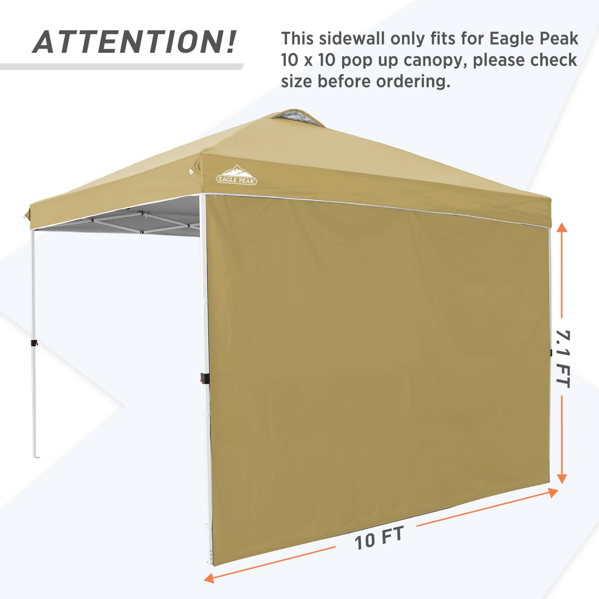 Canopy SunWall for E100 10x10 Straight Leg Pop Up Canopy, 1 Sidewall - Eagle Peak Custom Canopy Tent