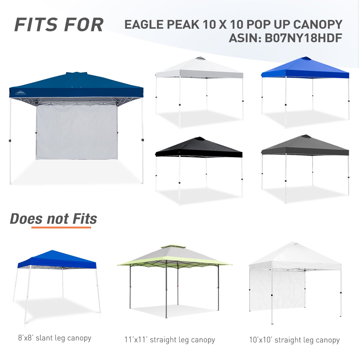 Canopy SunWall for E100 10x10 Straight Leg Pop Up Canopy, 1 Sidewall - Eagle Peak Custom Canopy Tent