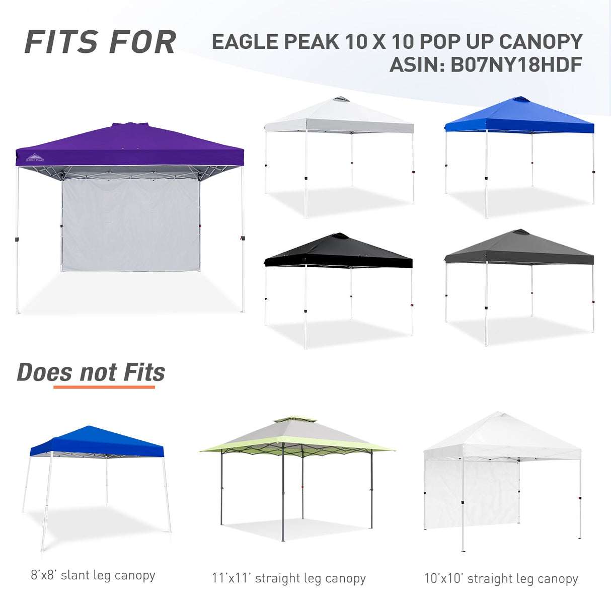 Canopy SunWall for E100 10x10 Straight Leg Pop Up Canopy, 1 Sidewall - Eagle Peak Custom Canopy Tent
